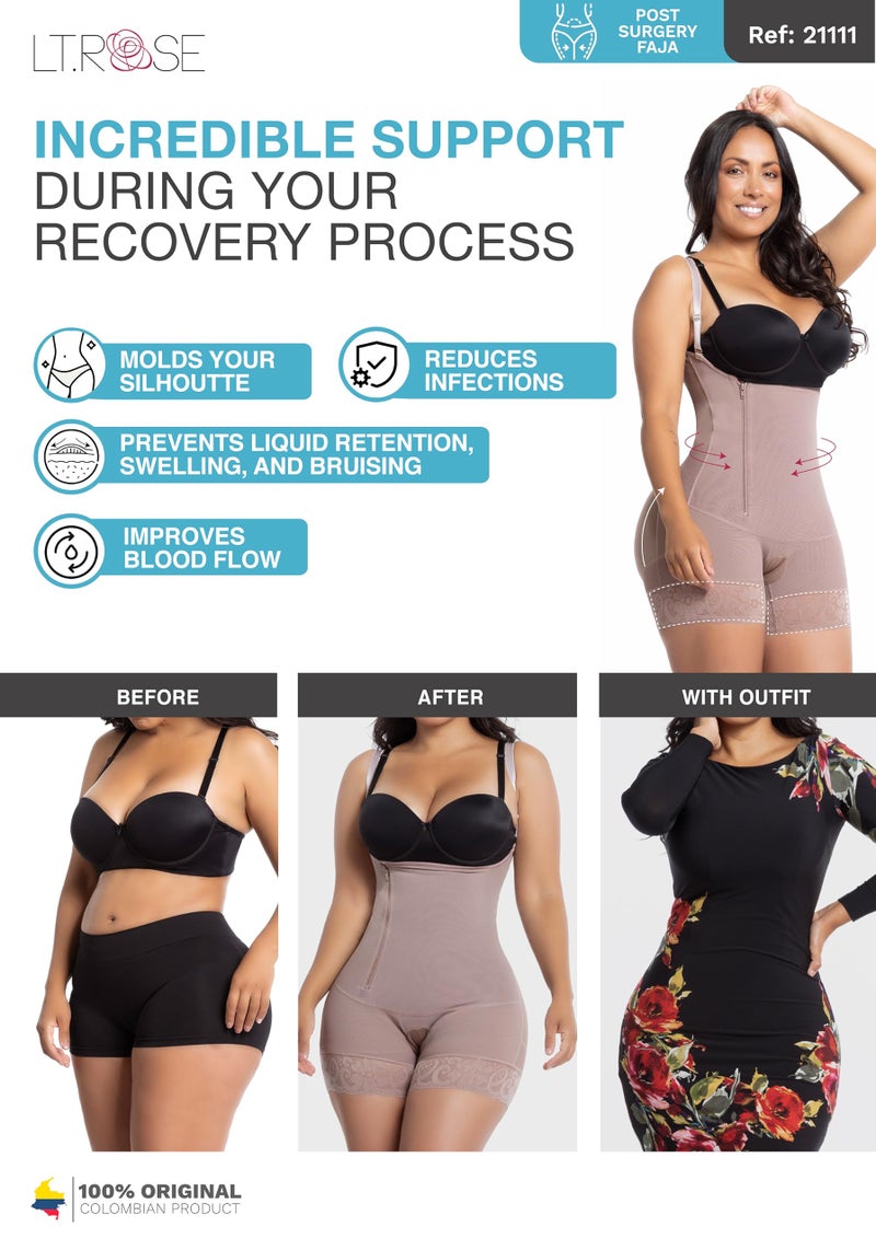 LT.ROSE BBL Faja Tummy Tuck S111 Post Surgery Compression Garment for Women Faja Colombiana Beige XS - Image 4
